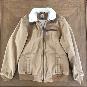 Carhartt Tan Utility Jacket with White Collar Size L